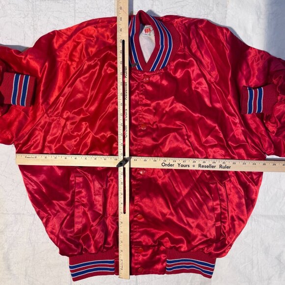 Vintage Nabisco Ritz Crackers Jukebox Red Satin Bomber Jacket Size M 3 Strikes - Picture 6 of 10